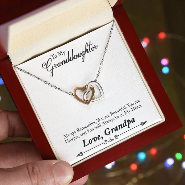 Granddaughter's Eternal Bond Necklace: A Timeless Message of Love from Grandpa Jewelry/InterlockingHearts ShineOn Fulfillment 