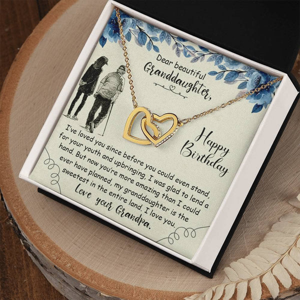 Granddaughter's Legacy of Love: Interlocking Hearts Necklace with Sentimental Message from Grandpa Jewelry ShineOn Fulfillment 