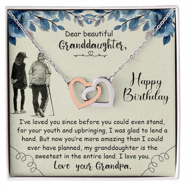 Granddaughter's Legacy of Love: Interlocking Hearts Necklace with Sentimental Message from Grandpa Jewelry ShineOn Fulfillment 