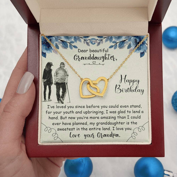 Granddaughter's Legacy of Love: Interlocking Hearts Necklace with Sentimental Message from Grandpa Jewelry/InterlockingHearts ShineOn Fulfillment 18K Yellow Gold Finish Luxury Box 
