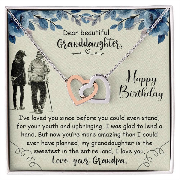 Granddaughter's Treasure: The Eternal Love Interlocking Hearts Necklace Jewelry/InterlockingHearts ShineOn Fulfillment Polished Stainless Steel & Rose Gold Finish Standard Box