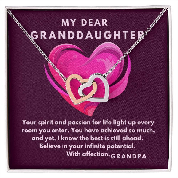 Grandeur of Love: Personalized Interlocking Hearts Necklace with Sentimental Grandparent Message Jewelry/InterlockingHearts ShineOn Fulfillment 