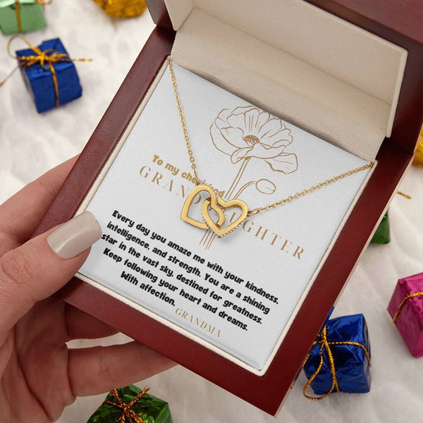 Grandeur of Love: The Interlocking Hearts Necklace - A Personalized Symbol of Grandparental Affection Jewelry/InterlockingHearts ShineOn Fulfillment 18K Yellow Gold Finish Luxury Box 