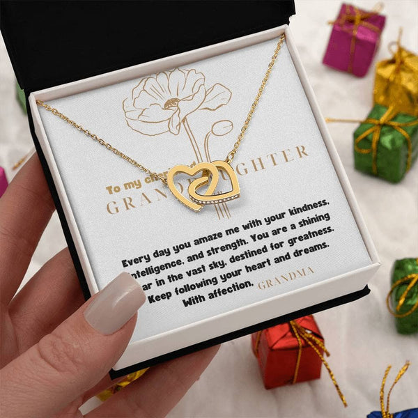 Grandeur of Love: The Interlocking Hearts Necklace - A Personalized Symbol of Grandparental Affection Jewelry/InterlockingHearts ShineOn Fulfillment 18K Yellow Gold Finish Standard Box 