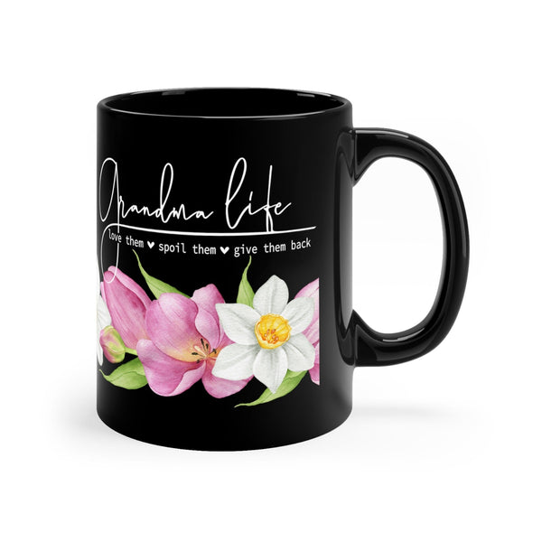 Grandma's Endless Love Black Coffee Mug, 11-15 oz Mug Printify 