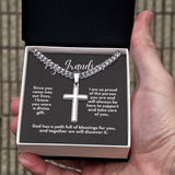 Grandparent's Blessing: Personalized Artisan Cross Necklace with Heartfelt Message Jewelry/CubanlinkCross ShineOn Fulfillment Two Tone Box 
