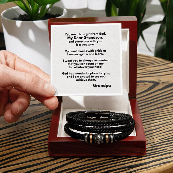 Grandparent's Embrace: The Men's 'Love You Forever' Bracelet with Personalized Sentiment Jewelry/LoveForeverBracelet ShineOn Fulfillment Luxury Box w/LED 