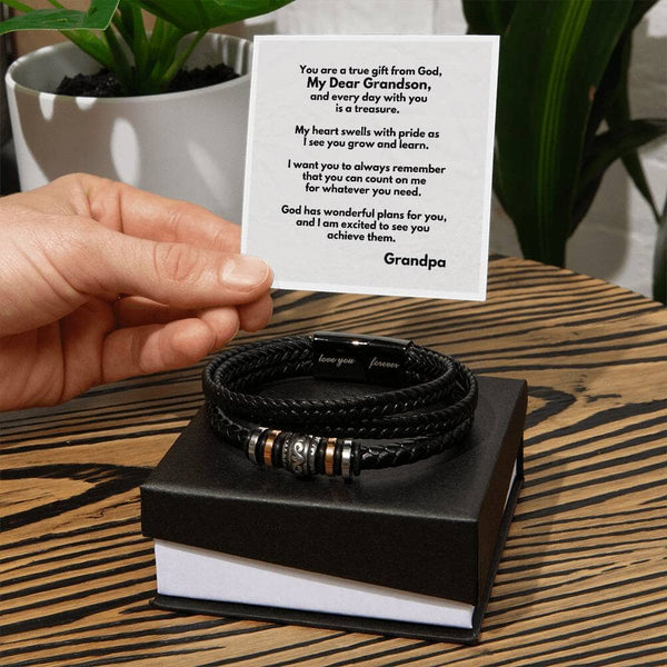 Grandparent's Embrace: The Men's 'Love You Forever' Bracelet with Personalized Sentiment Jewelry/LoveForeverBracelet ShineOn Fulfillment Two Tone Box 