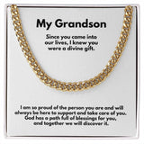 Grandparent's Eternal Love Necklace: A Personalized Cuban Link Chain with Heartfelt Message Jewelry/Cubanlink ShineOn Fulfillment 