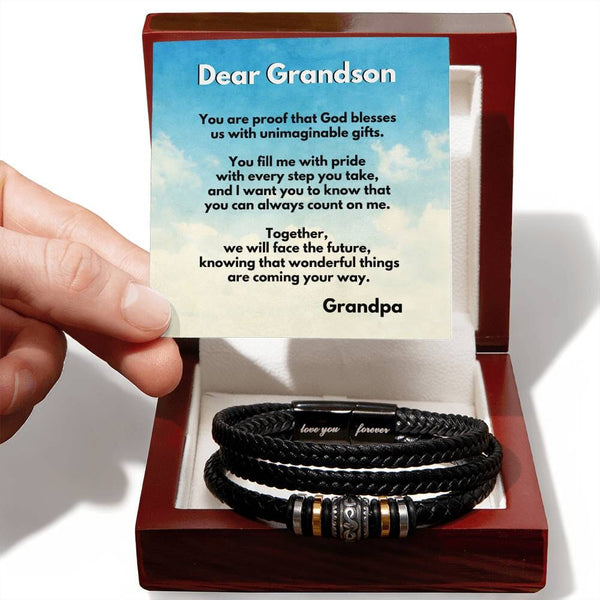 Grandson's Emblem of Eternal Blessing Bracelet: A Heartfelt Gift from Grandpa or Grandma Jewelry/LoveForeverBracelet ShineOn Fulfillment 