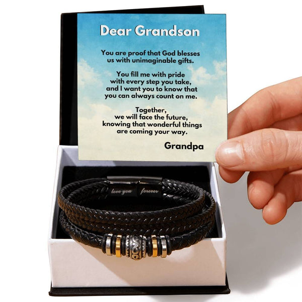 Grandson's Emblem of Eternal Blessing Bracelet: A Heartfelt Gift from Grandpa or Grandma Jewelry/LoveForeverBracelet ShineOn Fulfillment 