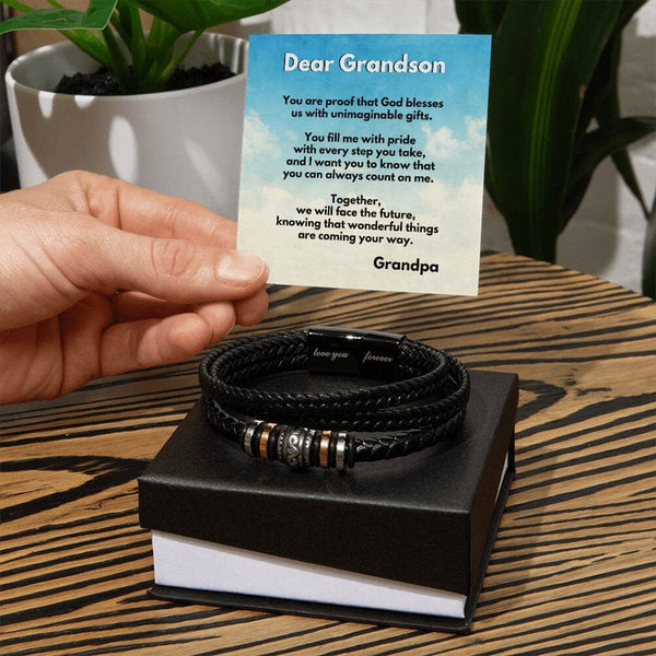 Grandson's Emblem of Eternal Blessing Bracelet: A Heartfelt Gift from Grandpa or Grandma Jewelry/LoveForeverBracelet ShineOn Fulfillment Two Tone Box 