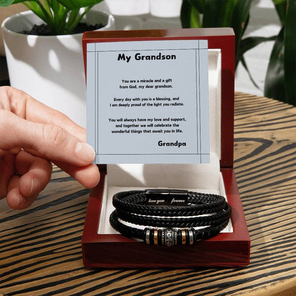 Grandson's Eternal Bond Bracelet: A Personalized Symbol of Love & Legacy Jewelry/LoveForeverBracelet ShineOn Fulfillment Luxury Box w/LED