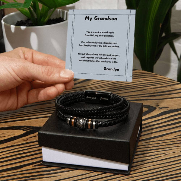 Grandson's Eternal Bond Bracelet: A Personalized Symbol of Love & Legacy Jewelry/LoveForeverBracelet ShineOn Fulfillment Two Tone Box 