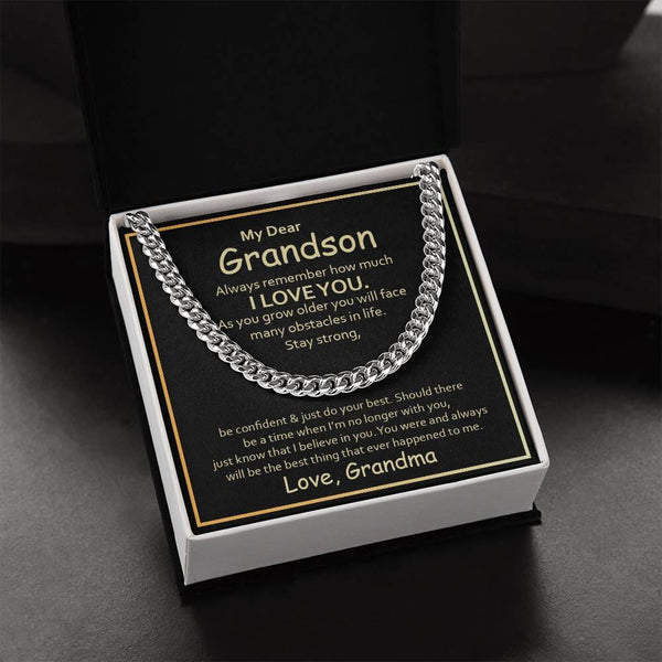 Grandson's Eternal Bond Cuban Link Necklace – A Timeless Emblem of Love and Strength from Grandma Jewelry/Cubanlink ShineOn Fulfillment 