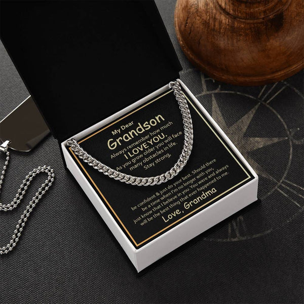 Grandson's Eternal Bond Cuban Link Necklace – A Timeless Emblem of Love and Strength from Grandma Jewelry/Cubanlink ShineOn Fulfillment 
