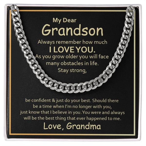 Grandson's Eternal Bond Cuban Link Necklace – A Timeless Emblem of Love and Strength from Grandma Jewelry/Cubanlink ShineOn Fulfillment Stainless Steel Standard Box 