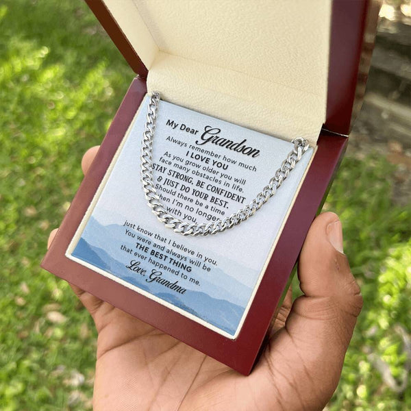 Grandson's Eternal Bond Necklace: A Timeless Emblem of Love and Wisdom Jewelry/Cubanlink ShineOn Fulfillment Stainless Steel Luxury Box 