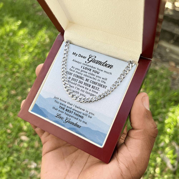Grandson's Eternal Bond Necklace: A Timeless Emblem of Love and Wisdom Jewelry/Cubanlink ShineOn Fulfillment Stainless Steel Luxury Box