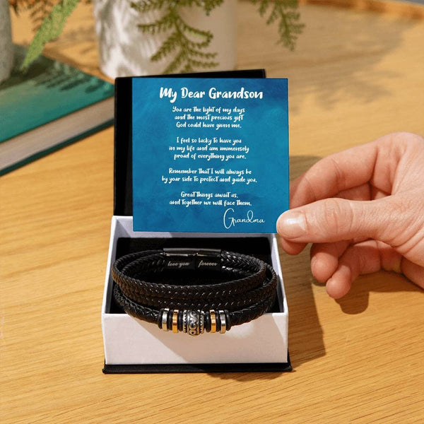 Grandson's Guardian Bracelet: A Timeless Emblem of Love & Guidance Jewelry/LoveForeverBracelet ShineOn Fulfillment Two Tone Box 