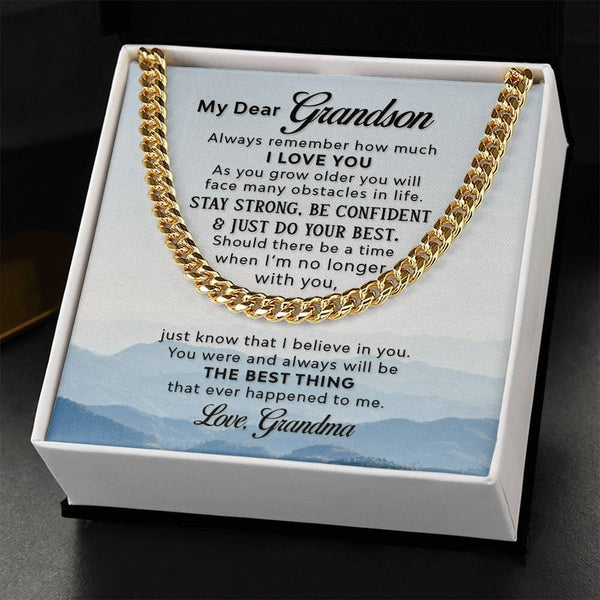 Grandson's Legacy Chain: A Symbol of Grandmother's Eternal Love & Belief Jewelry/Cubanlink ShineOn Fulfillment 14K Yellow Gold Finish Standard Box 