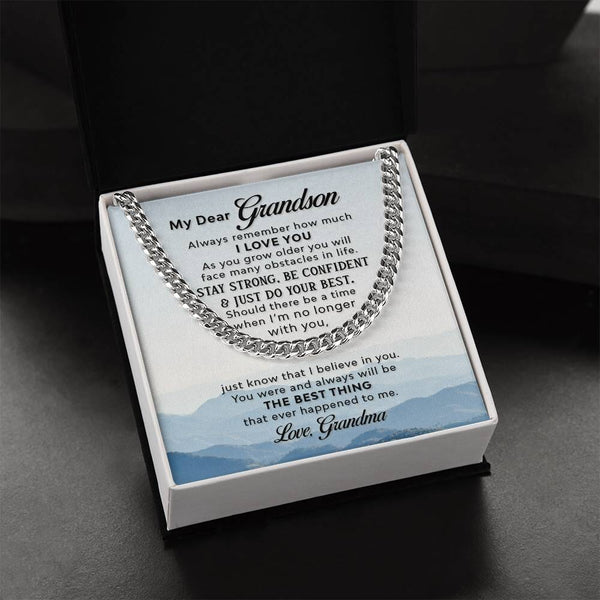 Grandson's Legacy Chain: A Symbol of Grandmother's Eternal Love & Belief Jewelry/Cubanlink ShineOn Fulfillment Stainless Steel Standard Box 
