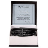 Grandson's Legacy Cross Bracelet: A Personalized Symbol of Love & Guidance Jewelry/CrossLeatherBracelet ShineOn Fulfillment 