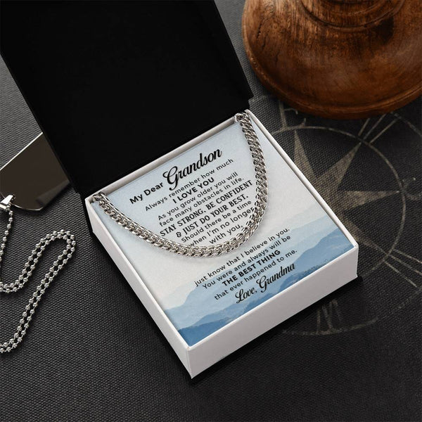 Grandson's Legacy Cuban Link Chain: A Timeless Emblem of Grandmother's Love and Wisdom Jewelry/Cubanlink ShineOn Fulfillment 