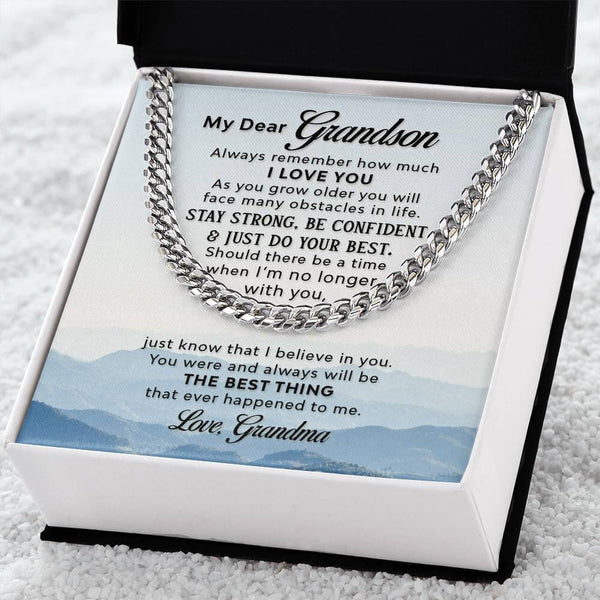 Grandson's Legacy Cuban Link Chain: A Timeless Emblem of Grandmother's Love and Wisdom Jewelry/Cubanlink ShineOn Fulfillment Stainless Steel Standard Box 