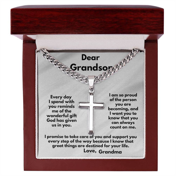 Legacy of Love: Grandparent's Blessing Cuban Chain & Artisan Cross Necklace Jewelry/CubanlinkCross ShineOn Fulfillment 