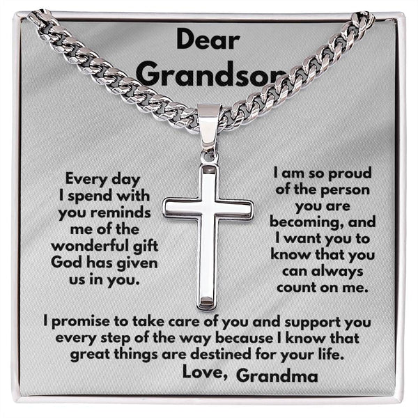 Legacy of Love: Grandparent's Blessing Cuban Chain & Artisan Cross Necklace Jewelry/CubanlinkCross ShineOn Fulfillment 