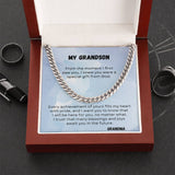 Legacy of Love: Grandson's Personalized Cuban Link Chain Necklace with Heartfelt Message Jewelry/Cubanlink ShineOn Fulfillment 