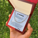 Legacy of Love: Grandson's Personalized Cuban Link Chain Necklace with Heartfelt Message Jewelry/Cubanlink ShineOn Fulfillment Stainless Steel Luxury Box 