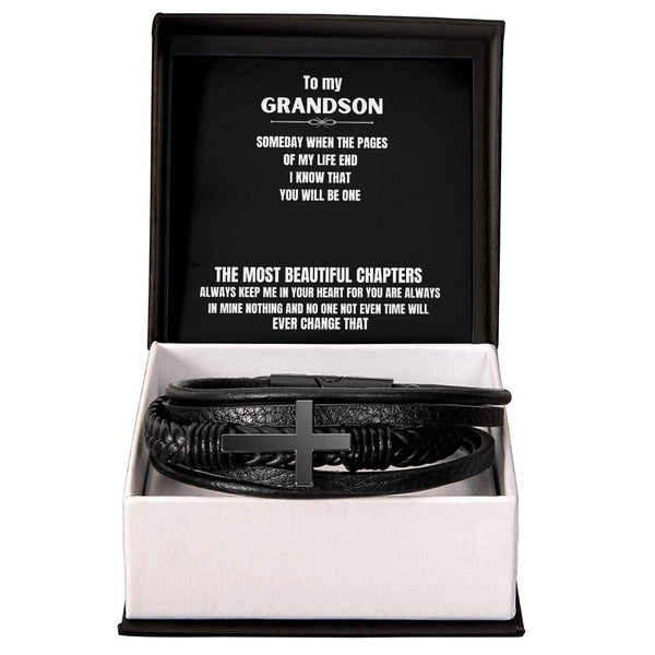 Legacy of Love: The Grandson's Cross Bracelet with Sentimental Message Jewelry/CrossLeatherBracelet ShineOn Fulfillment 