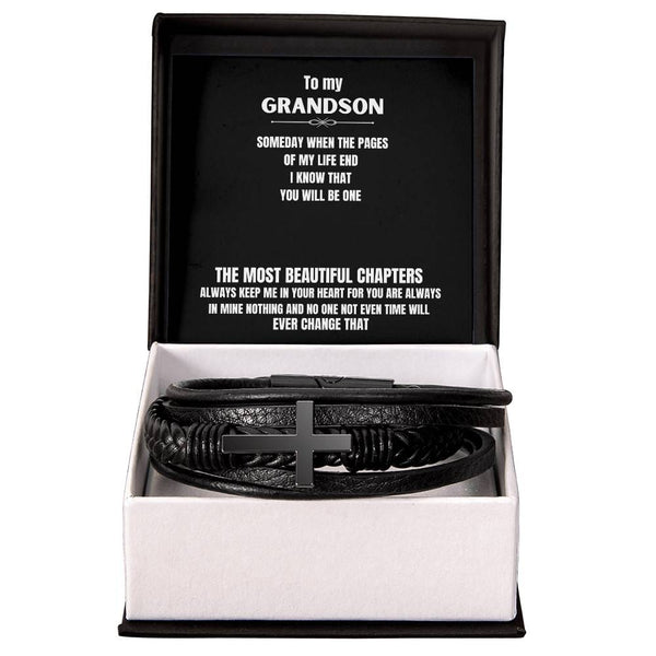 Legacy of Love: The Grandson's Cross Bracelet with Sentimental Message Jewelry/CrossLeatherBracelet ShineOn Fulfillment