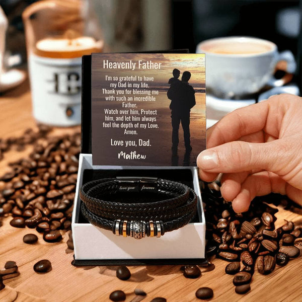"Timeless Bond" - Father's Day Bracelet from Son with Personalized Message Jewelry ShineOn Fulfillment 