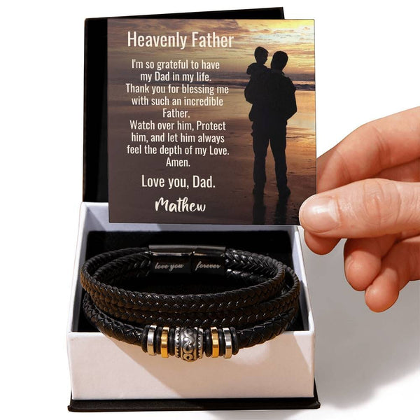 "Timeless Bond" - Father's Day Bracelet from Son with Personalized Message Jewelry ShineOn Fulfillment Two Tone Box 