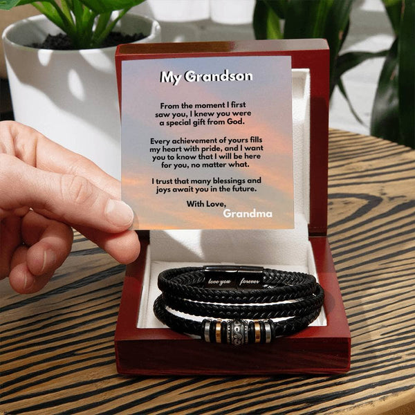 Timeless Bond: The Ultimate Men's 'Love You Forever' Bracelet - A Sentimental Gift from Grandpa or Grandma Jewelry/LoveForeverBracelet ShineOn Fulfillment Luxury Box w/LED 