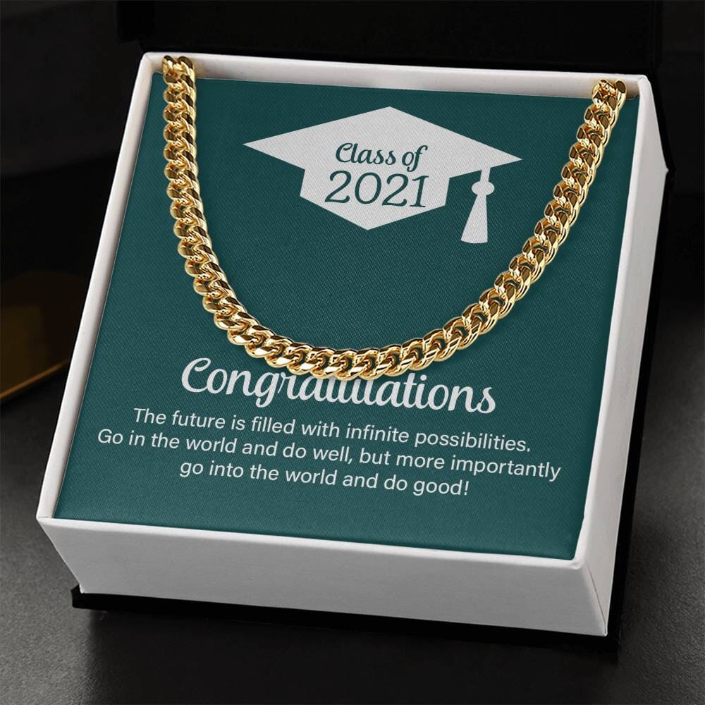 Triumph and Timeless Elegance: The Class of 2023 Commemorative Cuban Link Chain Jewelry/Cubanlink ShineOn Fulfillment 14K Yellow Gold Finish Standard Box 