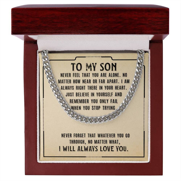 Unbreakable Bond: Inspirational Cuban Link Chain for Your Son – A Symbol of Everlasting Love and Support Jewelry/Cubanlink ShineOn Fulfillment 