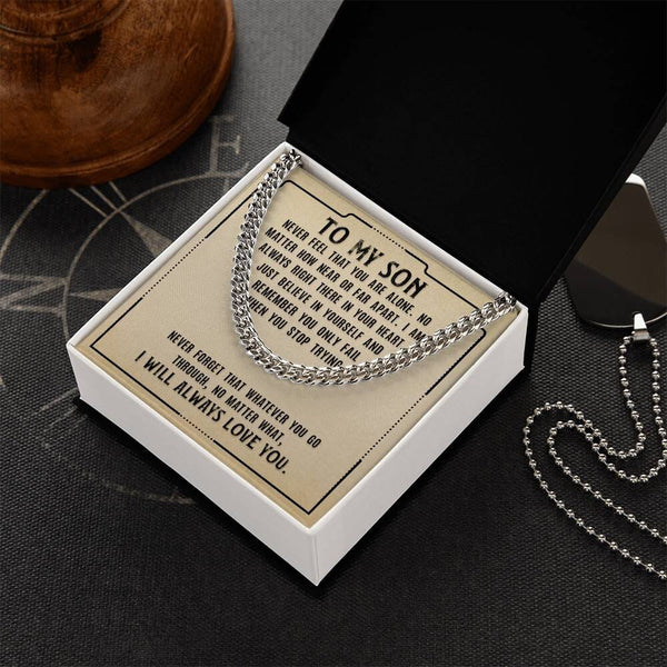 Unbreakable Bond: Inspirational Cuban Link Chain for Your Son – A Symbol of Everlasting Love and Support Jewelry/Cubanlink ShineOn Fulfillment Stainless Steel Standard Box