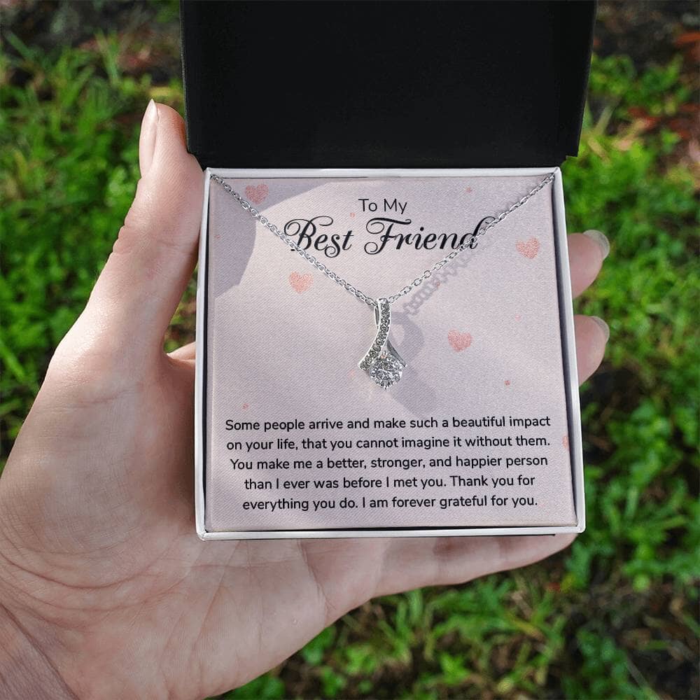 Unbreakable Bond Necklace β A Symbol of Eternal Friendship with Sentimental Message Card Jewelry/AlluringBeauty ShineOn Fulfillment White Gold Finish Standard Box