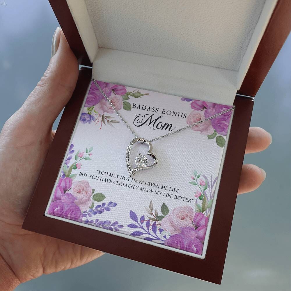 Unbreakable Bond: The Forever Love Necklace for the Remarkable Bonus Mom Jewelry/ForeverLove ShineOn Fulfillment 14k White Gold Finish Luxury Box 