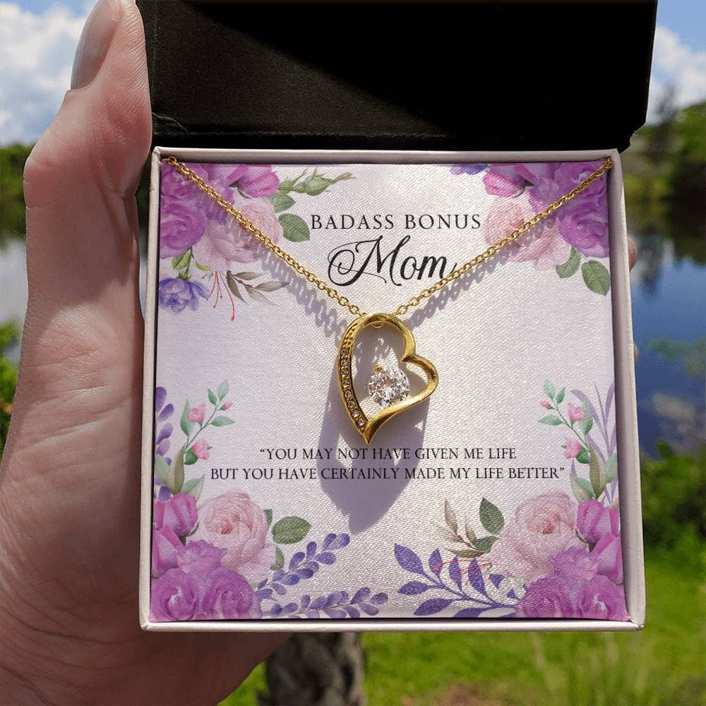 Unbreakable Bond: The Forever Love Necklace for the Remarkable Bonus Mom Jewelry/ForeverLove ShineOn Fulfillment 18k Yellow Gold Finish Standard Box 