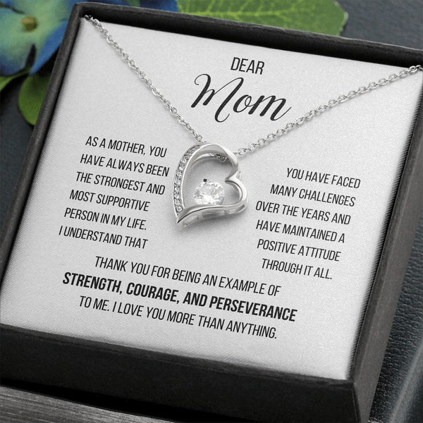 A perfect gift for your mother - Dear Mom, I love you more than anything... - Forever Love Necklace Jewelry ShineOn Fulfillment 14k White Gold Finish Standard Box 