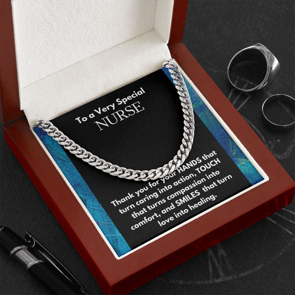 A special gift for him- To a very special Nurse, Cuban link chain necklace Jewelry ShineOn Fulfillment 
