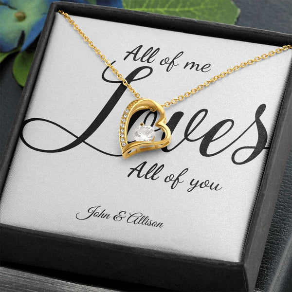 (Almost Gone) All Of Me Loves All Of You - Personalized Card Forever Love Necklace - Jewelry ShineOn Fulfillment 18k Yellow Gold Finish Standard Box 