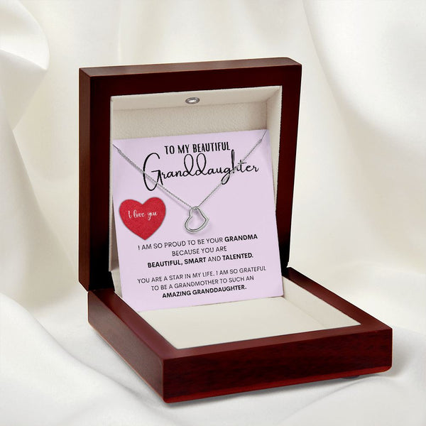 [ALMOST SOLD OUT] To my Beautiful Granddaughter - Beautiful Delicate Heart Necklace Gift Set Jewelry ShineOn Fulfillment 