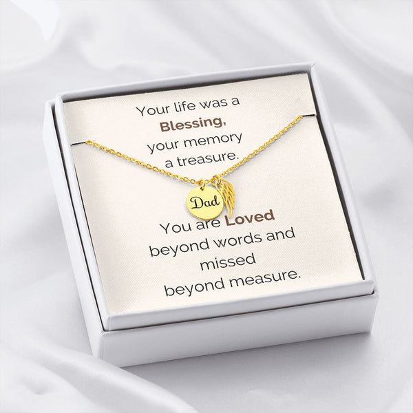 Angel Wing Necklace Dad remembrance Jewelry ShineOn Fulfillment 18k Yellow Gold Finish Standard Box 