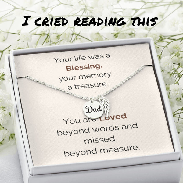 Angel Wing Necklace Dad remembrance Jewelry ShineOn Fulfillment Dad - Polished Stainless Steel Standard Box 